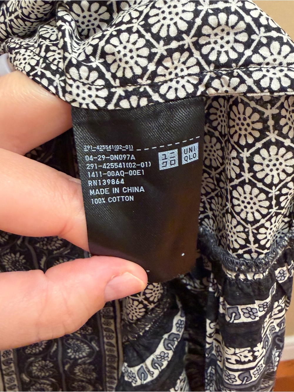 Anthropologie Anna SUI Black & White Patterned Maxi Dress Boho Cotton Large - Picture 8 of 12